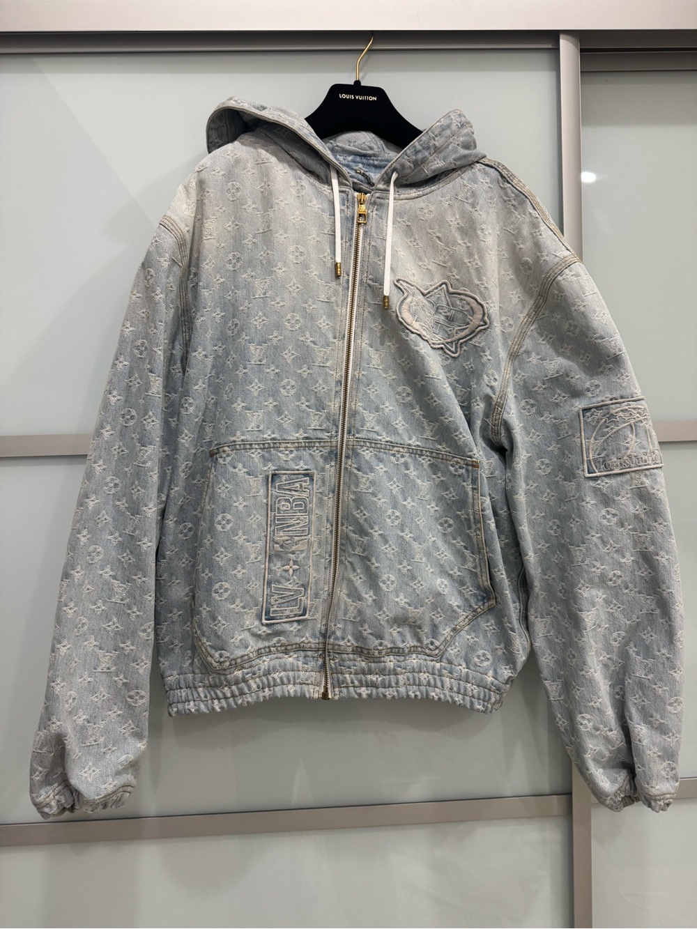 Louis Vuitton Light Blue Monogram Denim Hoodie Jacket